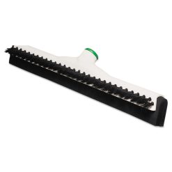 Unger® Sanitary Brush With Squeegee, Black Polypropylene Bristles, 18" Brush, Moss Plastic Handle