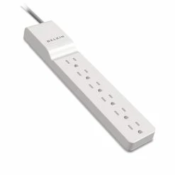 Belkin Home/Office Surge Protector With Rotating Plug, 6 AC Outlets, 8 Ft Cord, 720 J, White