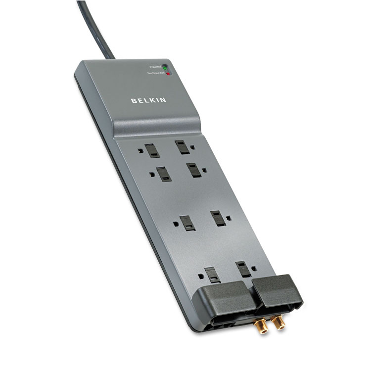 Home/Office Surge Protector, 8 AC Outlets, 12 ft Cord, 3,390 J, Dark Gray Belkin Home/Office Surge Protector, 8 AC Outlets, 12 Ft Cord, 3,390 J, Dark Gray -Costway Shop 20700