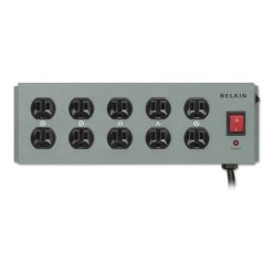 Belkin Metal SurgeMaster Surge Protector, 10 AC Outlets, 15 Ft Cord, 885 J, Dark Gray
