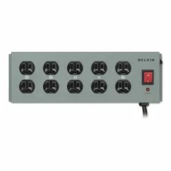 Belkin Metal SurgeMaster Surge Protector, 10 AC Outlets, 15 Ft Cord, 885 J, Dark Gray