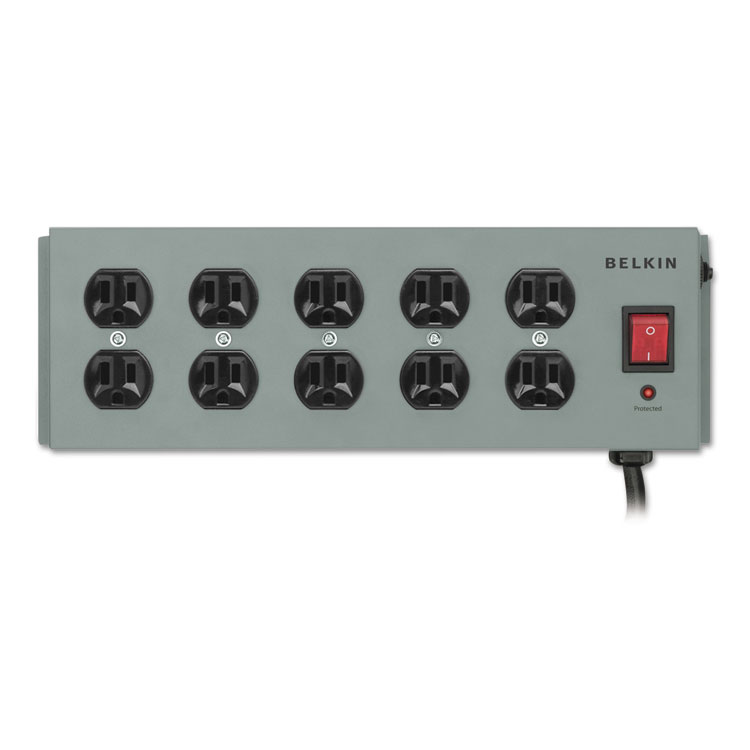 Metal SurgeMaster Surge Protector, 10 AC Outlets, 15 ft Cord, 885 J, Dark Gray Belkin Metal SurgeMaster Surge Protector, 10 AC Outlets, 15 Ft Cord, 885 J, Dark Gray -Costway Shop 267671