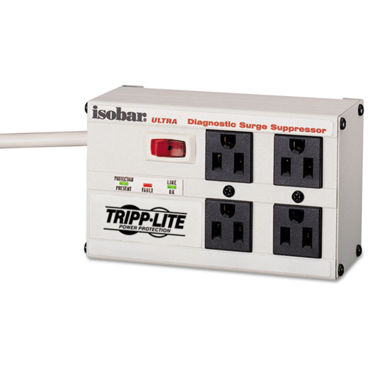 Isobar Surge Protector, 4 AC Outlets, 6 ft Cord, 3,330 J, Light Gray Tripp Lite Isobar Surge Protector, 4 AC Outlets, 6 Ft Cord, 3,330 J, Light Gray -Costway Shop 286425