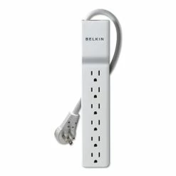 Belkin Home/Office Surge Protector With Rotating Plug, 6 AC Outlets, 6 Ft Cord, 720 J, White