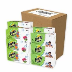Bounty Quilted Napkins, 1-Ply, 12 1/10 X 12, 6 PK/Print, 6 PK/White, 200/PK, 12 PK/CT