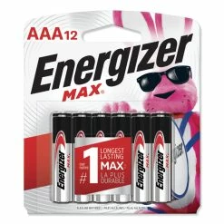 Energizer MAX Alkaline AAA Batteries, 1.5 V, 12/Pack