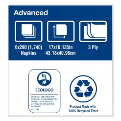 Tork Advanced Dinner Napkin,3-Ply,17" X 16.125",1/8 Fold, White,1740/CT -Costway Shop 632452