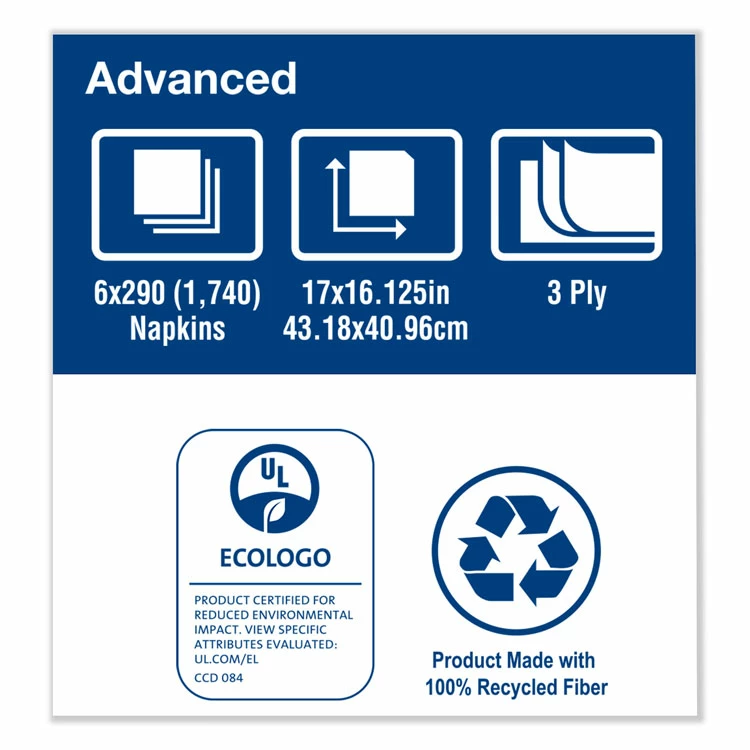 Tork Advanced Dinner Napkin,3-Ply,17" X 16.125",1/8 Fold, White,1740/CT - Image 4