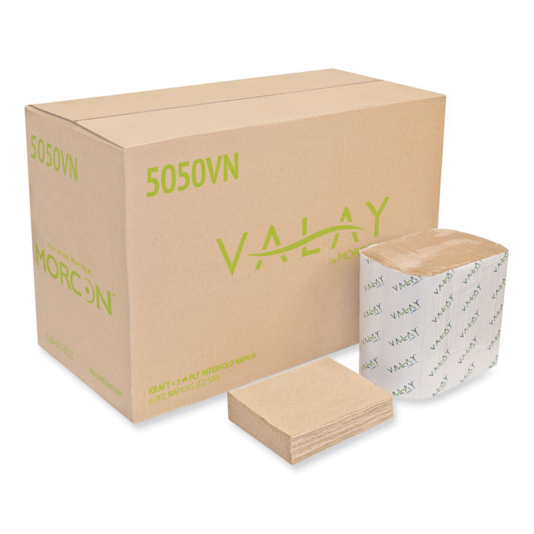Morcon Tissue Valay Interfolded Napkins, 1-Ply, 6.3 X 8.85, Kraft, 6,000/Carton 3 Morcon Tissue Valay Interfolded Napkins, 1-Ply, 6.3 X 8.85, Kraft, 6,000/Carton
