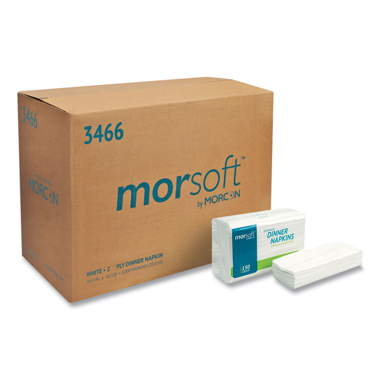 Morsoft Dinner Napkins, 2-Ply, 14.5 x 16.5, White, 3,000/Carton Morcon Tissue Morsoft Dinner Napkins, 2-Ply, 14.5 X 16.5, White, 3,000/Carton -Costway Shop 716740