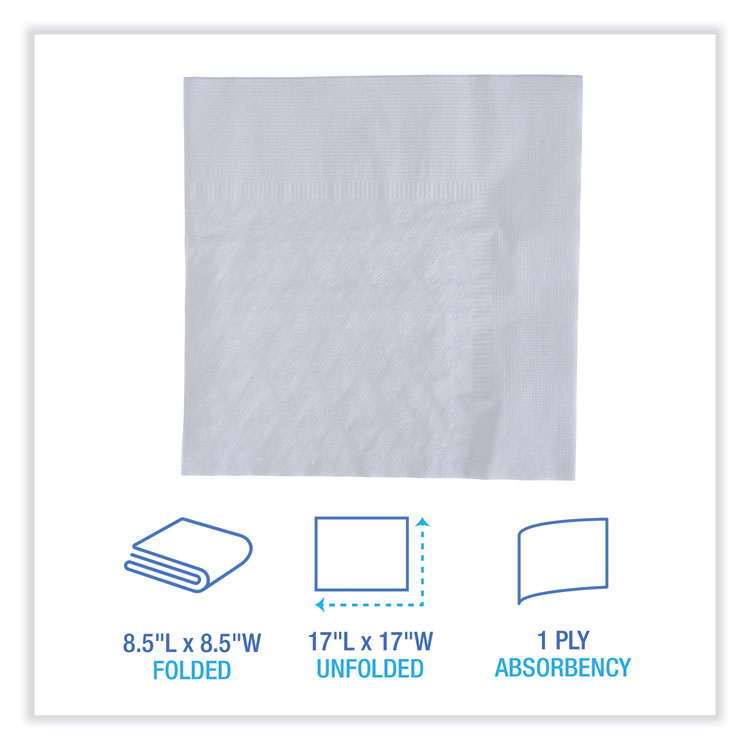Boardwalk® Dinner Napkin, 1-Ply, 17 X 17, White, 250/Pack, 12 Packs/Carton 4 Boardwalk® Dinner Napkin, 1-Ply, 17 X 17, White, 250/Pack, 12 Packs/Carton - Image 2