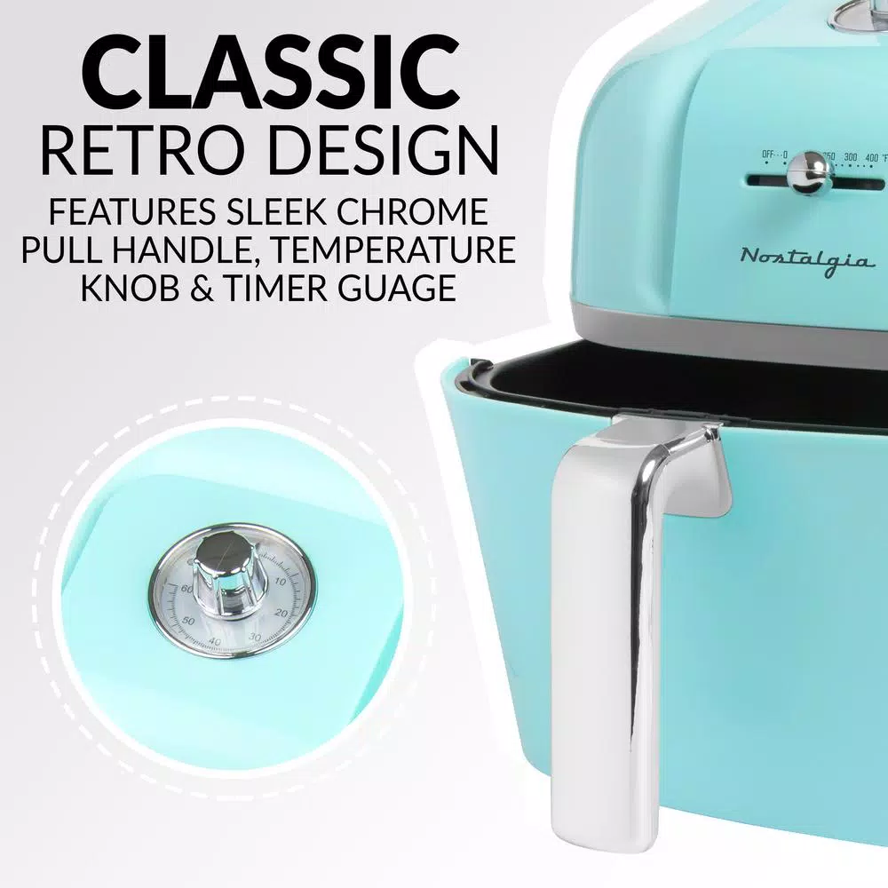 Nostalgia Classic Retro 7 Qt. Aqua Air Fryer Air Fryers Nostalgia Classic Retro 7 Qt. Aqua Air Fryer -Costway Shop aqua nostalgia air fryers claf7aq fa 1000