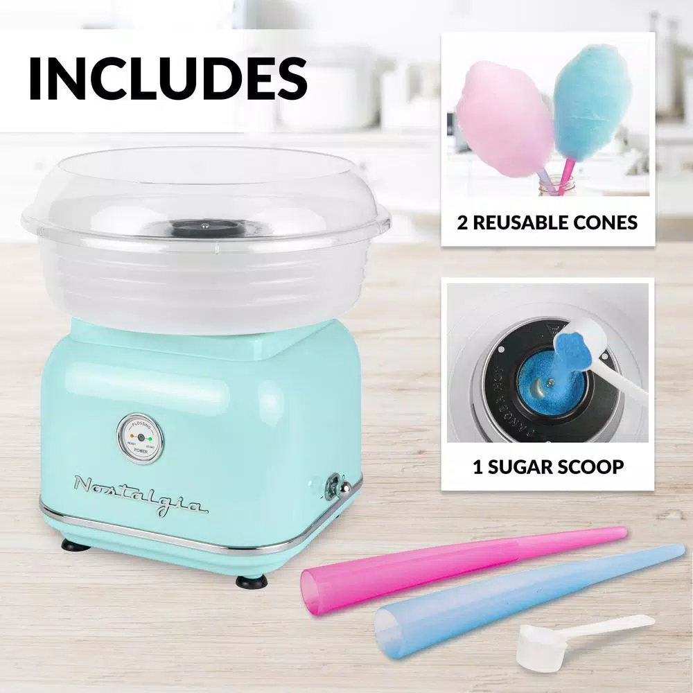Dessert Makers Nostalgia Retro Aqua Electric Cotton Candy Maker With 2-Reusable Cotton Candy Cones 9 Dessert Makers Nostalgia Retro Aqua Electric Cotton Candy Maker With 2-Reusable Cotton Candy Cones - Image 7