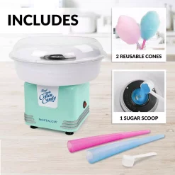 Dessert Makers Nostalgia Retro Aqua Hard And Sugar Free Cotton Candy Maker With Cotton Candy Cones -Costway Shop aqua nostalgia cotton candy machines pcm425aq 4f 1000