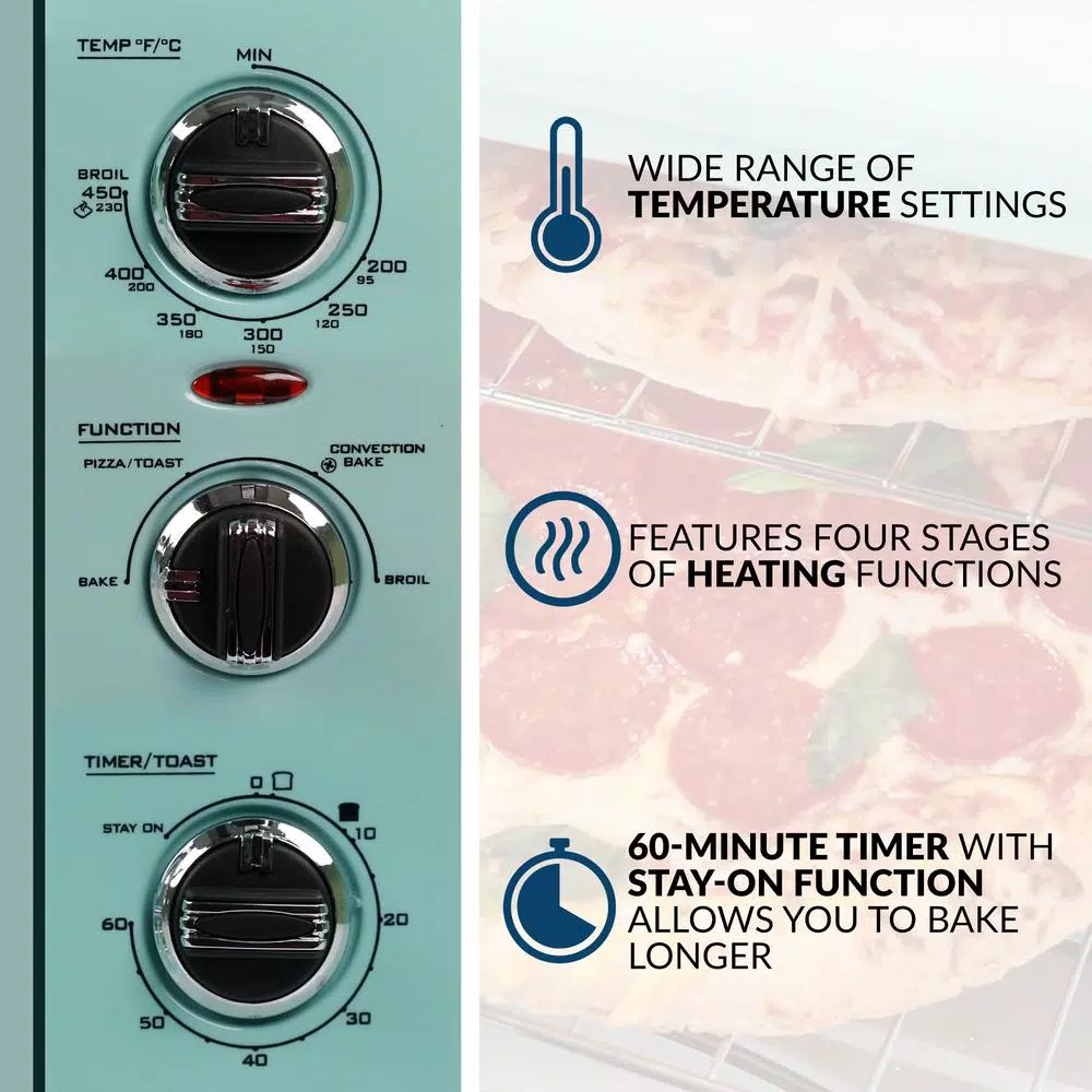 Nostalgia Retro 1500 W Aqua 12-Slice Convection Toaster Oven with Built-in Timer Toasters Nostalgia Retro 1500 W Aqua 12-Slice Convection Toaster Oven With Built-in Timer -Costway Shop aqua nostalgia toaster ovens rtov2aq 1f 1000