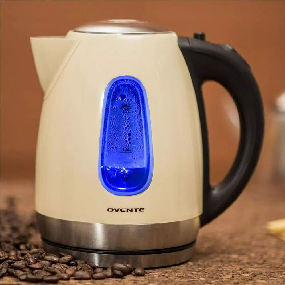 Ovente 7-Cup Beige Stainless Steel Electric Kettle, Automatic Shut-Off and Boil-Dry Protection Electric Kettles Ovente 7-Cup Beige Stainless Steel Electric Kettle, Automatic Shut-Off And Boil-Dry Protection -Costway Shop beige ovente electric kettles ks96bg 31 1000