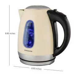 Electric Kettles Ovente 7-Cup Beige Stainless Steel Electric Kettle, Automatic Shut-Off And Boil-Dry Protection 7 Electric Kettles Ovente 7-Cup Beige Stainless Steel Electric Kettle, Automatic Shut-Off And Boil-Dry Protection -Costway Shop beige ovente electric kettles ks96bg fa 1000