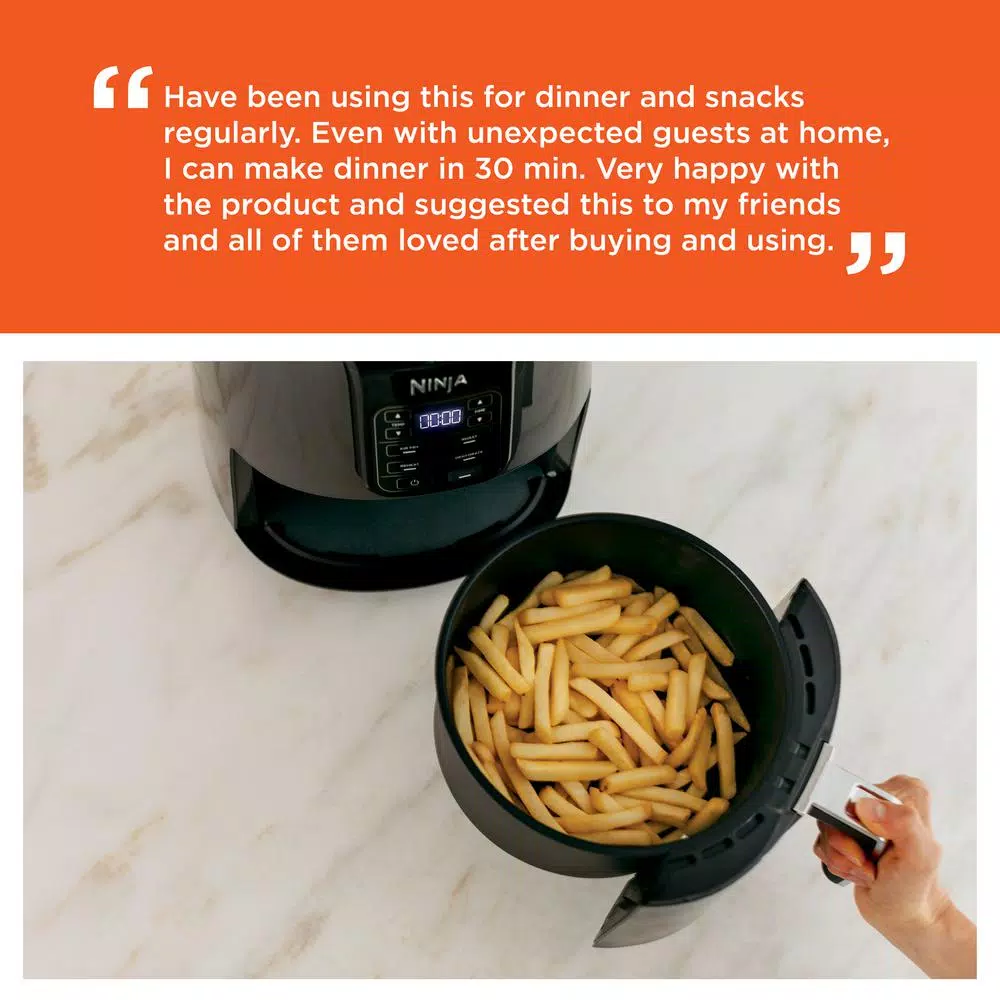 NINJA 4 Qt. Electric Black Air Fryer with Recipe Book Air Fryers NINJA 4 Qt. Electric Black Air Fryer With Recipe Book -Costway Shop black and gray ninja air fryers af101 44 1000