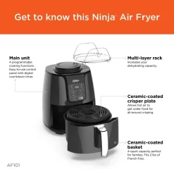 Air Fryers NINJA 4 Qt. Electric Black Air Fryer With Recipe Book 4 Air Fryers NINJA 4 Qt. Electric Black Air Fryer With Recipe Book -Costway Shop black and gray ninja air fryers af101 4f 1000