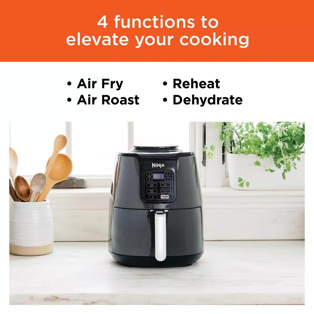 NINJA 4 Qt. Electric Black Air Fryer with Recipe Book Air Fryers NINJA 4 Qt. Electric Black Air Fryer With Recipe Book -Costway Shop black and gray ninja air fryers af101 c3 1000