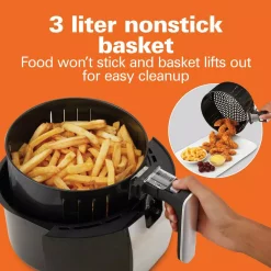 Air Fryers Hamilton Beach 3.4 Qt. Black Air Fryer With Nonstick Basket -Costway Shop black and silver hamilton beach air fryers 35065 76 1000