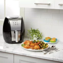 Air Fryers Hamilton Beach 3.4 Qt. Black Air Fryer With Nonstick Basket -Costway Shop black and silver hamilton beach air fryers 35065 c3 1000