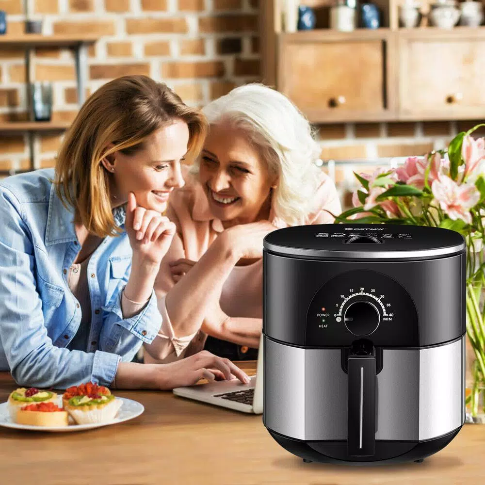 Costway 3.5 Qt. Electric Stainless Steel Air Fryer Oven Oilless Cooker 1300-Watts Auto Shut Off Air Fryers Costway 3.5 Qt. Electric Stainless Steel Air Fryer Oven Oilless Cooker 1300-Watts Auto Shut Off -Costway Shop black and silvery costway air fryers ep23972 1f 1000