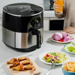 Air Fryers Costway 3.5 Qt. Electric Stainless Steel Air Fryer Oven Oilless Cooker 1300-Watts Auto Shut Off 8 Air Fryers Costway 3.5 Qt. Electric Stainless Steel Air Fryer Oven Oilless Cooker 1300-Watts Auto Shut Off -Costway Shop black and silvery costway air fryers ep23972 44 1000