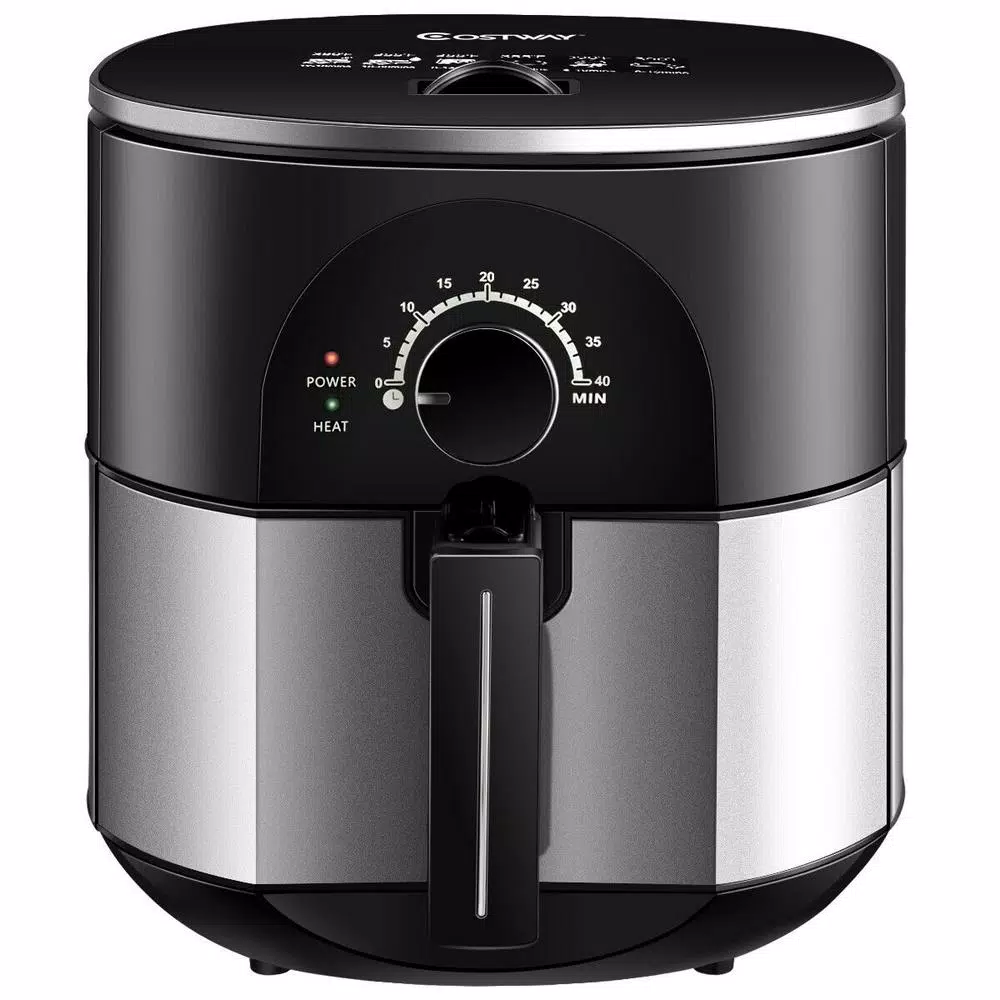 Costway 3.5 Qt. Electric Stainless Steel Air Fryer Oven Oilless Cooker 1300-Watts Auto Shut Off Air Fryers Costway 3.5 Qt. Electric Stainless Steel Air Fryer Oven Oilless Cooker 1300-Watts Auto Shut Off -Costway Shop black and silvery costway air fryers ep23972 64 1000