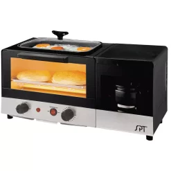 Toasters SPT Breakfast Center 1450 W 2-Slice Black And Stainless Steel Toaster Oven With Griddle And Coffee Maker 13 Toasters SPT Breakfast Center 1450 W 2-Slice Black And Stainless Steel Toaster Oven With Griddle And Coffee Maker -Costway Shop black and stainless steel spt toaster ovens bm 1120b 31 1000