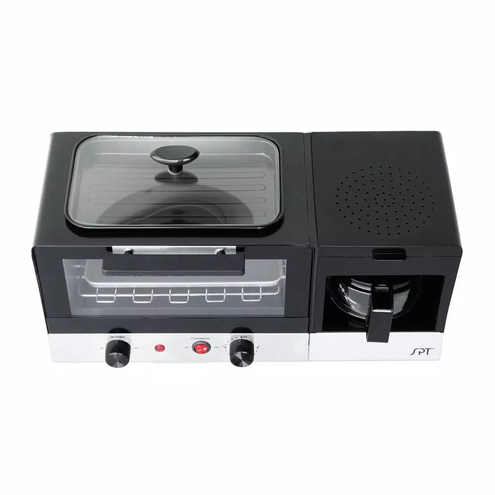 Toasters SPT Breakfast Center 1450 W 2-Slice Black And Stainless Steel Toaster Oven With Griddle And Coffee Maker 4 Toasters SPT Breakfast Center 1450 W 2-Slice Black And Stainless Steel Toaster Oven With Griddle And Coffee Maker - Image 2