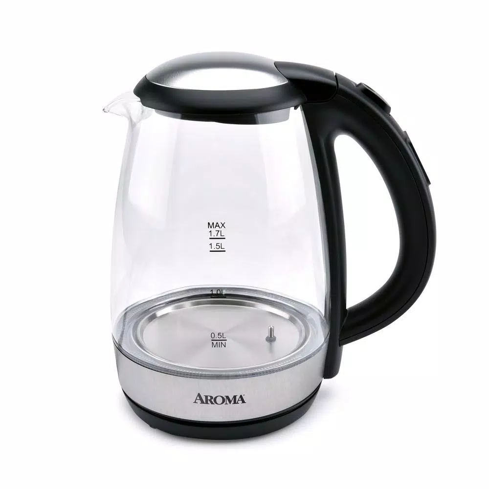 AROMA 7-Cup Black Glass Corded Electric Kettle with Digital Display Electric Kettles AROMA 7-Cup Black Glass Corded Electric Kettle With Digital Display -Costway Shop black aroma electric kettles awk 162bd 64 1000
