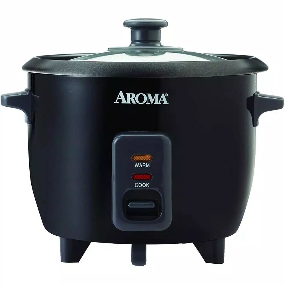 Cookers AROMA 6-Cup Black Rice Cooker With Removable Steam Tray 3 Cookers AROMA 6-Cup Black Rice Cooker With Removable Steam Tray