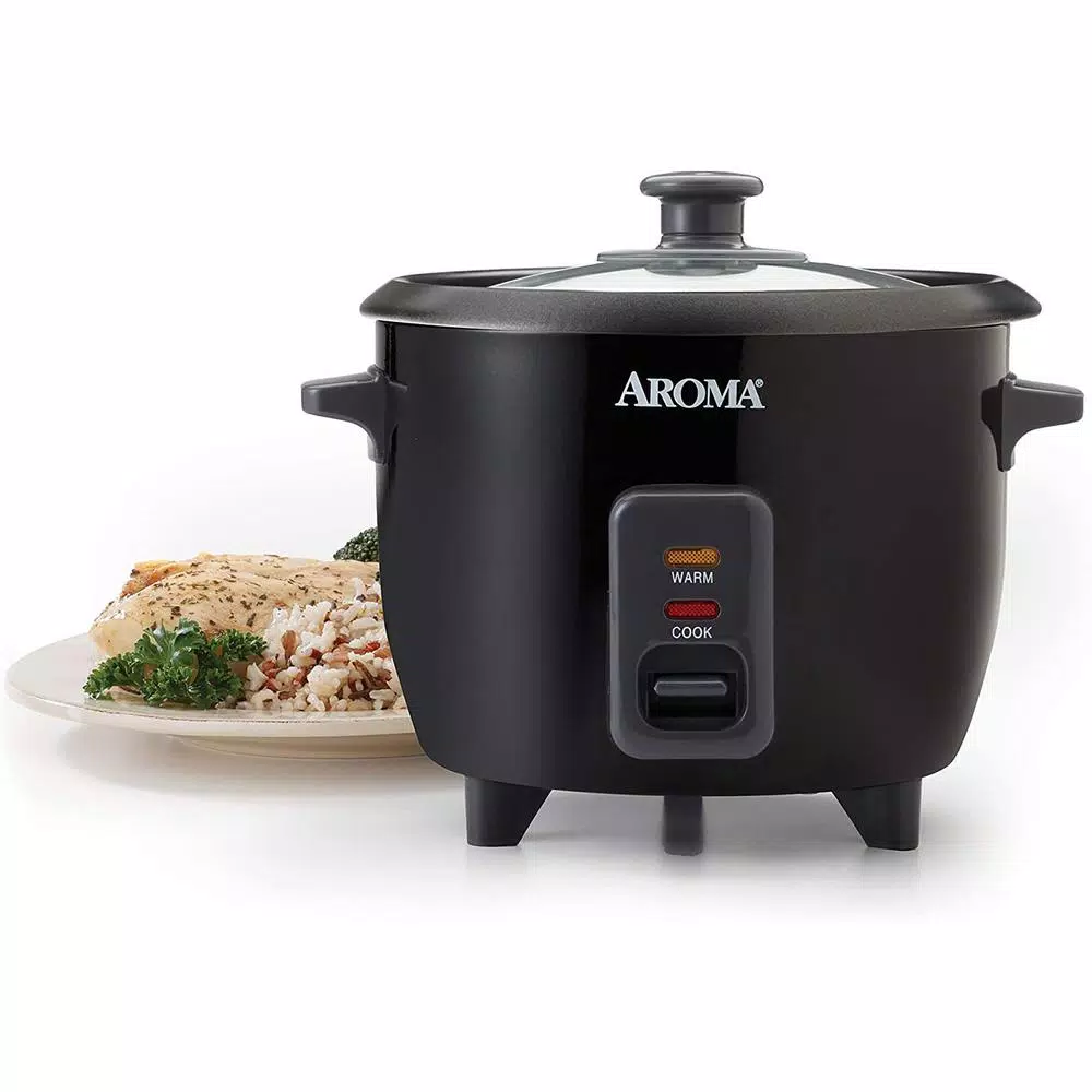 Cookers AROMA 6-Cup Black Rice Cooker With Removable Steam Tray 4 Cookers AROMA 6-Cup Black Rice Cooker With Removable Steam Tray - Image 2