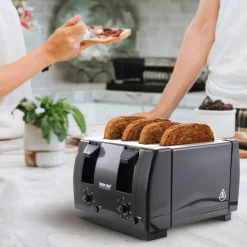 Toasters Better Chef Dual-Control 4-Slice Black Toaster -Costway Shop black better chef pop up toasters 98580213m 44 1000