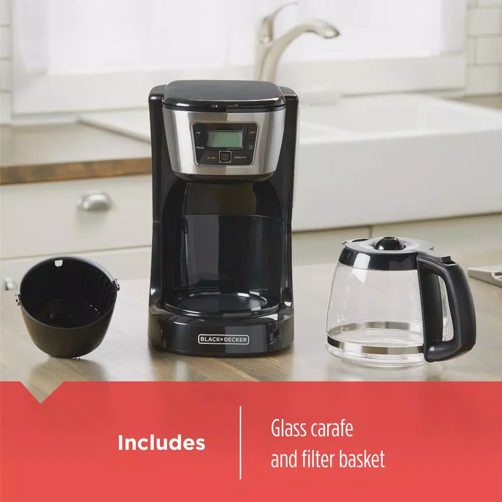 Coffee Makers BLACK+DECKER 12-Cup Programmable Black Coffee Maker With Built-In Timer 8 Coffee Makers BLACK+DECKER 12-Cup Programmable Black Coffee Maker With Built-In Timer - Image 6
