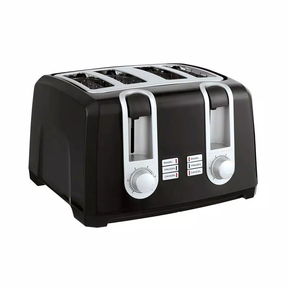 BLACK+DECKER 4-Slice Black Extra-Wide Slot Toaster with Browning Control Toasters BLACK+DECKER 4-Slice Black Extra-Wide Slot Toaster With Browning Control -Costway Shop black black decker pop up toasters t4569b 4f 1000