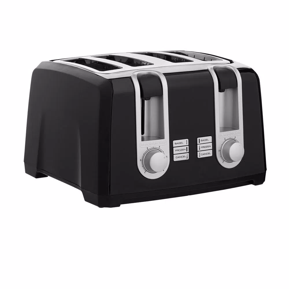 BLACK+DECKER 4-Slice Black Extra-Wide Slot Toaster with Browning Control Toasters BLACK+DECKER 4-Slice Black Extra-Wide Slot Toaster With Browning Control -Costway Shop black black decker pop up toasters t4569b 64 1000