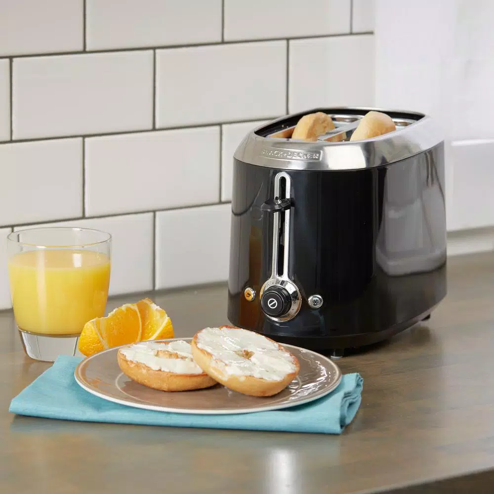 BLACK+DECKER 2-Slice Black Wide Slot Toaster with Temperature Control Toasters BLACK+DECKER 2-Slice Black Wide Slot Toaster With Temperature Control -Costway Shop black black decker pop up toasters tr1300bd 44 1000