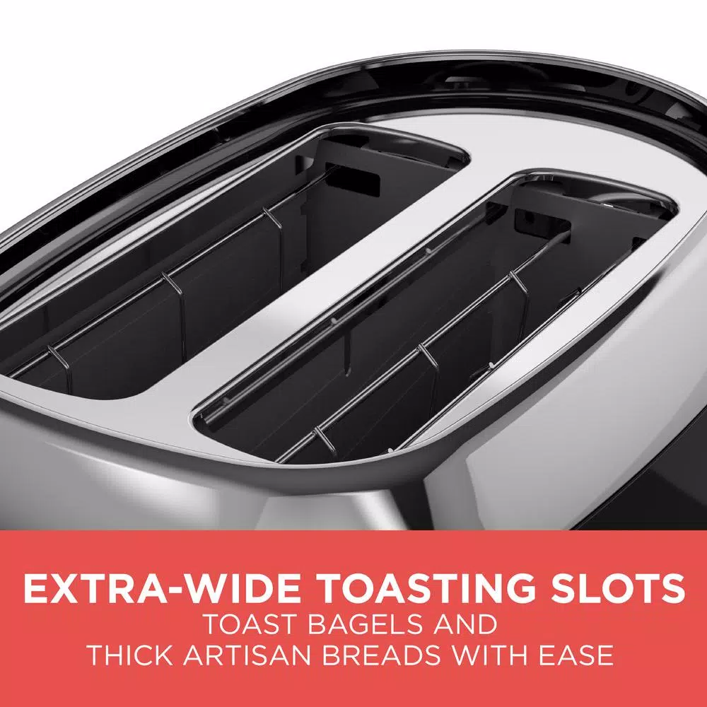BLACK+DECKER 2-Slice Black Wide Slot Toaster with Temperature Control Toasters BLACK+DECKER 2-Slice Black Wide Slot Toaster With Temperature Control -Costway Shop black black decker pop up toasters tr1300bd 4f 1000