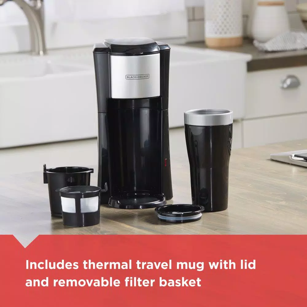 BLACK+DECKER Black Single Serve Drip Coffee Maker with Travel Mug Coffee Makers BLACK+DECKER Black Single Serve Drip Coffee Maker With Travel Mug -Costway Shop black black decker single serve coffee makers cm618 1f 1000