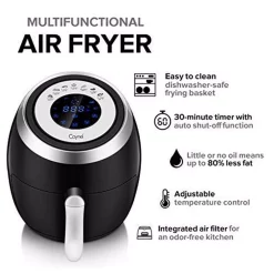 Air Fryers Boyel Living 4.2 Qt. 1500-Watt Black 5 L Frying Pot Digital Air Fryer XL Touchscreen Double Basket -Costway Shop black boyel living air fryers ay45001 1f 1000