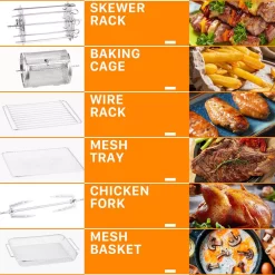 Air Fryers Boyel Living 15 Qt. Black Stainless Steel 16 In 1 Digital Air Fryer Oven With Rotisserie And Dehydrator, 8 Accessories Included 7 Air Fryers Boyel Living 15 Qt. Black Stainless Steel 16 In 1 Digital Air Fryer Oven With Rotisserie And Dehydrator, 8 Accessories Included -Costway Shop black boyel living air fryers gbk gaf14 fa 1000