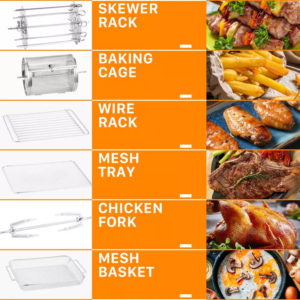 Boyel Living 15 Qt. Black Stainless Steel 16 in 1 Digital Air Fryer Oven with Rotisserie and Dehydrator, 8 Accessories Included Air Fryers Boyel Living 15 Qt. Black Stainless Steel 16 In 1 Digital Air Fryer Oven With Rotisserie And Dehydrator, 8 Accessories Included -Costway Shop black boyel living air fryers gbk gaf14 fa 1000