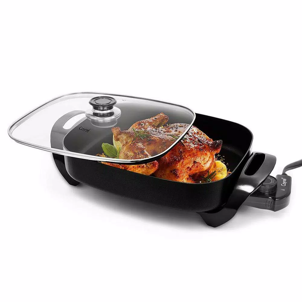 Boyel Living 16 in. x 12 in. x 3.15 in. 8 Qt black professional non-stick copper electric frying pan Electric Skillets & Indoor Grills Boyel Living 16 In. X 12 In. X 3.15 In. 8 Qt Black Professional Non-stick Copper Electric Frying Pan -Costway Shop black boyel living electric skillets el43802 fa 1000