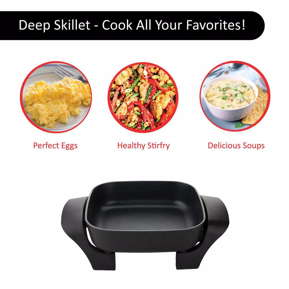 Electric Skillets & Indoor Grills Brentwood Appliances 16 Sq. In. Black Nonstick Electric Skillet With Glass Lid 4 Electric Skillets & Indoor Grills Brentwood Appliances 16 Sq. In. Black Nonstick Electric Skillet With Glass Lid - Image 2