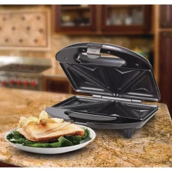 Electric Skillets & Indoor Grills Brentwood Appliances 750 W Black Nonstick Compact Dual Sandwich Maker -Costway Shop black brentwood appliances panini presses ts 240b 31 1000