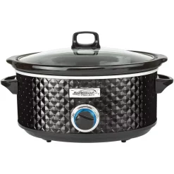 Cookers Brentwood Appliances Diamond 7 Qt. Black Slow Cooker With Tempered Glass Lid