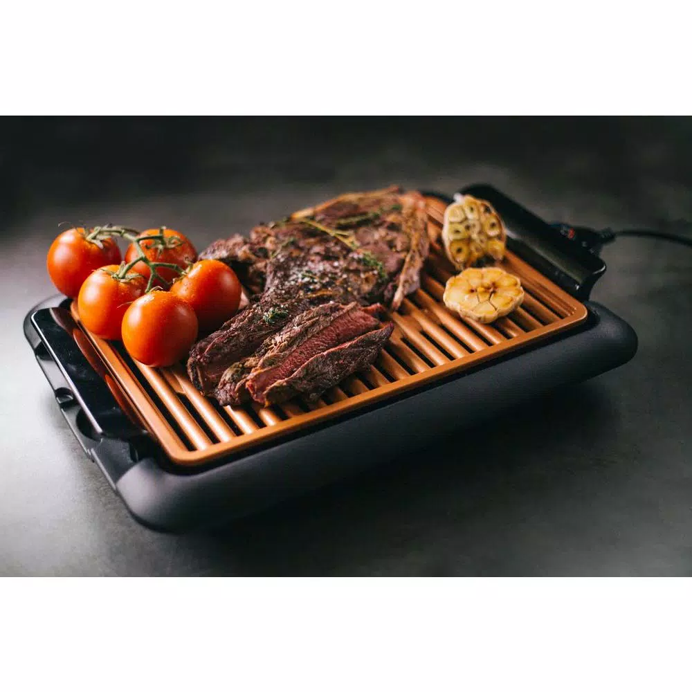 Gotham Steel 224 sq. in. Black Copper Non-Stick Ti-Ceramic Electric Smoke-less Indoor Grill Electric Skillets & Indoor Grills Gotham Steel 224 Sq. In. Black Copper Non-Stick Ti-Ceramic Electric Smoke-less Indoor Grill -Costway Shop black copper gotham steel indoor grills 1618 76 1000