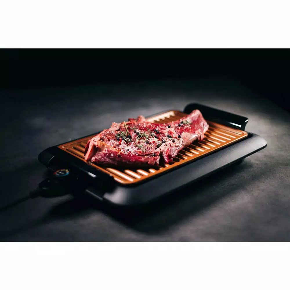 Gotham Steel 224 sq. in. Black Copper Non-Stick Ti-Ceramic Electric Smoke-less Indoor Grill Electric Skillets & Indoor Grills Gotham Steel 224 Sq. In. Black Copper Non-Stick Ti-Ceramic Electric Smoke-less Indoor Grill -Costway Shop black copper gotham steel indoor grills 1618 fa 1000